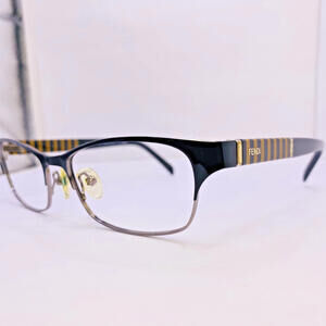 Vintage Fendi Authentic Eyeglasses F1046 001 52 [] 16 135 MM Gold Black
